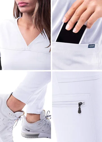 Miniatura 5 de Adar Pro - Conjunto de ropa quirúrgica que facilita el movimiento para mujer, blusa quirúrgica con cuello en V en corazón y pantalón quirúrgico