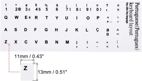 Miniatura 2 de PATIKIL Calcomanías portuguesas para diseño de teclado, paquete de 4 fundas universales de repuesto para teclados de computadora de escritorio