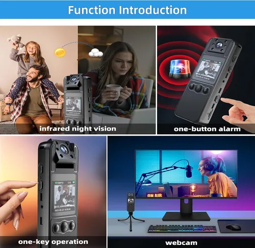 Miniatura 2 de Mini cámara corporal 4K con grabación de video, cámara corporal WiFi portátil con lente giratoria de 180° y visión nocturna para trabajo, viajes