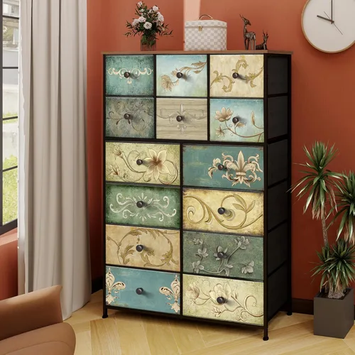 Miniatura 8 de Tohomeor Cómoda con Cajones para Dormitorio Cómoda de Cajones de Tela para Closet, Guardería, Entrada, Perchero de Pie, Soporte de TV para Sala