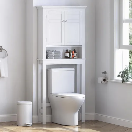 Spirich Armario de almacenamiento sobre el inodoro, estante de baño sobre el inodoro, organizador de baño que ahorra espacio, color blanco