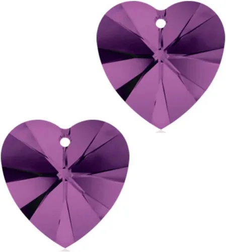 Miniatura 16 de 20 cuentas colgantes de cristal de corazón de amor de San Valentín de 0.394 pulgadas (0.394 in), cuentas sueltas de diamantes de abril transparentes