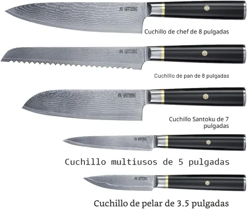 Miniatura 5 de Yatoshi Knives Juego de Bloques de Cuchillos de Cocina Magnéticos - Cuchillos Japoneses de Acero VG-10 de Alto Grado de 67 Capas, Afilados, Mango