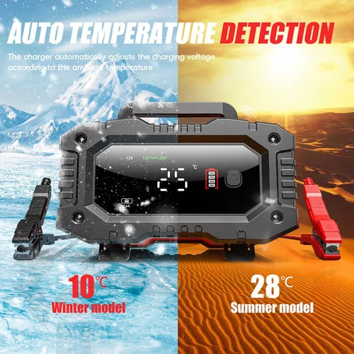 Miniatura 8 de Cargador de Batería de Automóvil 20 Amperios, 12V 24V LiFePO4 Ácido de Plomo Mantenedor de Batería Inteligente Automático, Cargador de Goteo