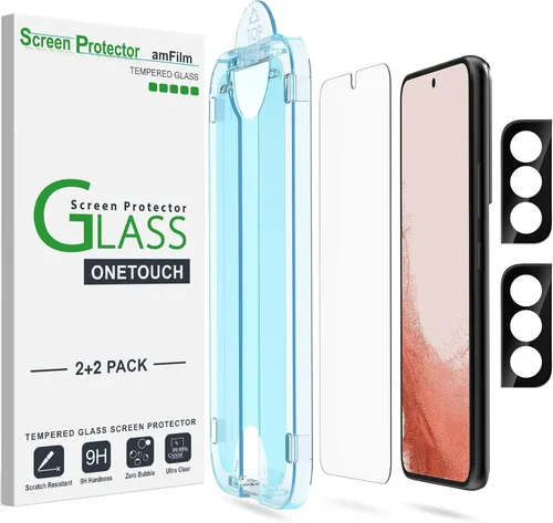 amFilm OneTouch - Protector de pantalla para Samsung Galaxy S22 Plus de 6.6 pulgadas, Samsung Galaxy S22 + 6.6 pulgadas, dureza 9H con protector de
