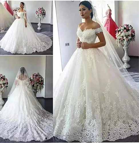 Miniatura 6 de Fanciest Vestidos de novia de encaje para mujer 2024 vestidos de baile blancos