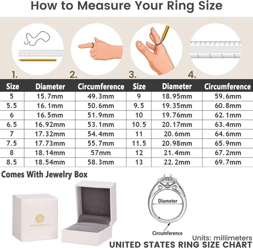 Miniatura 7 de Newshe Jewellery Juego de anillos de boda para él y ella, anillos de promesa AAAAA para parejas, mujeres, hombres, banda en forma de pera, talla 5-13