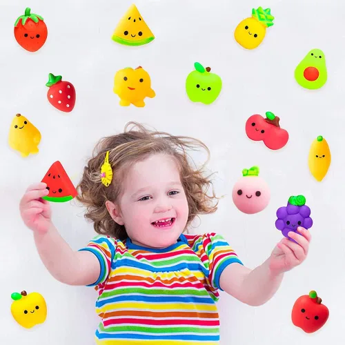 Miniatura 4 de Juego de 32 juguetes esponjosos Mochi para niños, mini squishies Kawaii Fruit Squeeze Toys Pack Lindo alivio del estrés Juguetes de ansiedad