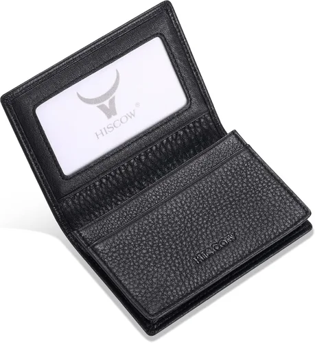 Miniatura 19 de Funda de piel para tarjetas de visita para hombres y mujeres, piel de becerro italiana Café