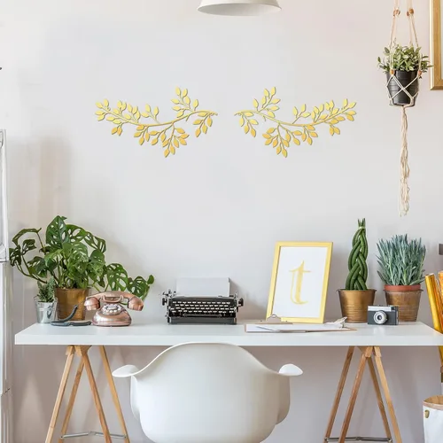 Miniatura 7 de Hotop 2 Piezas Decoración de Pared de Metal con Hojas de Árbol, Rama de Olivo con Vid, Arte de Pared de Hierro Forjado con Esculturas en Espiral