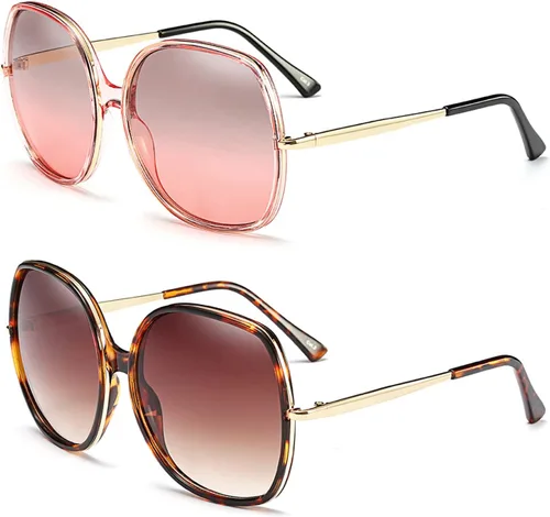 Miniatura 2 de Freckles Mark Gafas de sol cuadradas de gran tamaño de los años 70 para mujer, marco de plástico rectangular vintage