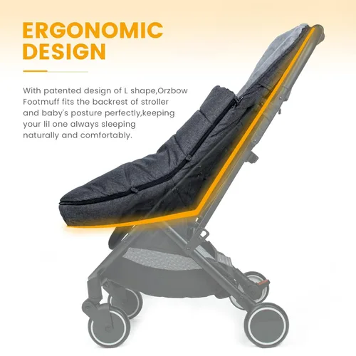 Miniatura 2 de Orzbow Saco Abrigado Universal, Saco de Dormir para Cochecito Clima Frío, Cubrepiés Impermeable para Niños Pequeños (Negro)