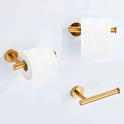 Miniatura 5 de Juego de accesorios de baño de oro cepillado de 5 piezas con toalleros para baño, juego de barras para toallas de baño de acero inoxidable SUS304