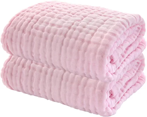 Miniatura 9 de YEBON ProC - 2 toallas de baño de muselina para bebé, toalla de baño de algodón súper suave, 6 capas, manta para bebé recién nacido, 41.3 x 41.3