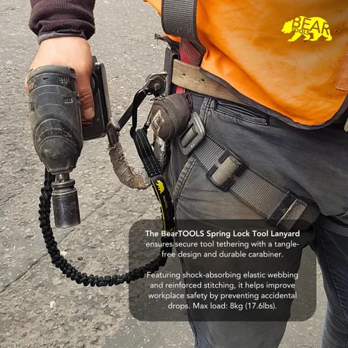 Miniatura 5 de BearTOOLS Cordón para herramientas con mosquetón de resorte estándar y extremo de bucle ajustable, 35.4 in de longitud, límite de peso máximo