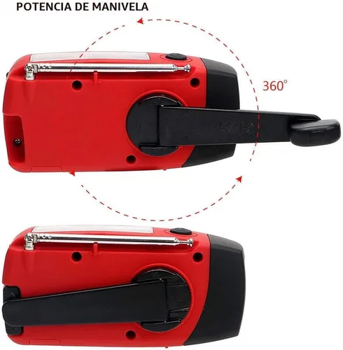 Miniatura 5 de Radio meteorológica FM/AM/NOAA con manivela autoalimentada por energía solar, portátil, mini, de emergencia y supervivencia con linterna LED súper
