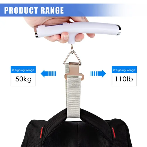 Miniatura 3 de Báscula digital de equipaje para viaje, báscula de peso de mano para equipaje con función de tara, peso de equipaje de viaje de 110 libras, báscula