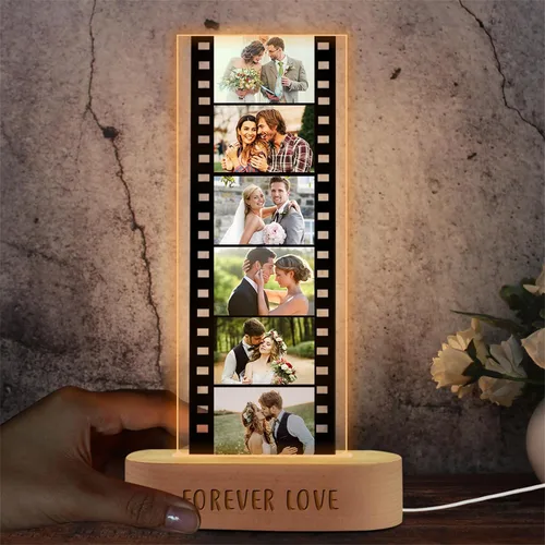 Tira de fotos personalizada con marco de fotos de 1 a 6 imágenes, marco de fotos personalizado, adornos de cámara de memoria acrílica, rollo de