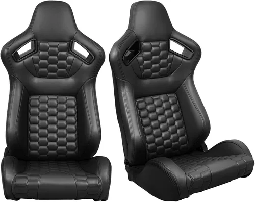 Miniatura 12 de FREEMOTOR802 Asientos Universales de Carreras, Asientos Deportivos Reclinables con Deslizadores de Doble Bloqueo Ajustables, 1 Par