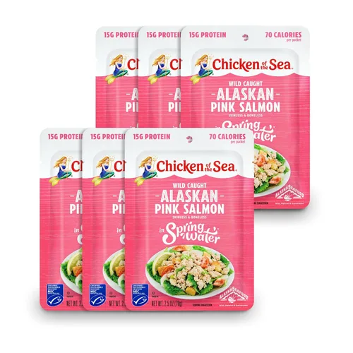 Miniatura 22 de Chicken of the Sea Salmón rosa de Alaska, paquetes de 2.5 oz. (Caja de 12), salmón capturado en la naturaleza, condimento para bagel de todo tipo