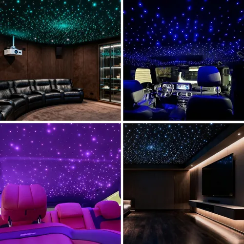 Miniatura 3 de Kit de Luces de Techo de Estrellas de Fibra Óptica de Tamaño Pequeño de 16W, Estrellas Titilantes RGBW con Estrella de Meteorito, Control de APP