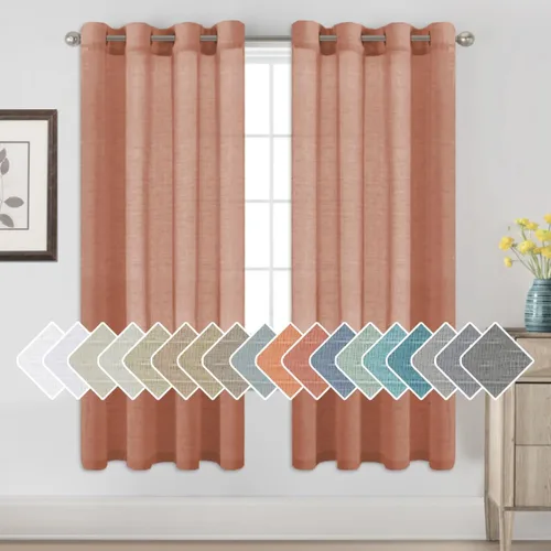Miniatura 20 de H.VERSAILTEX Cortinas de 96 pulgadas de largo, cortinas de lino/cortinas transparentes de mezcla de lino natural/paneles/cortinas para sala