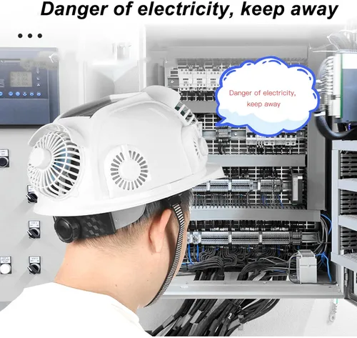 Miniatura 3 de Casco duro para construcción, casco de seguridad de ventilador solar, casco de trabajo de enfriamiento rápido con 6 ventiladores solares y luz