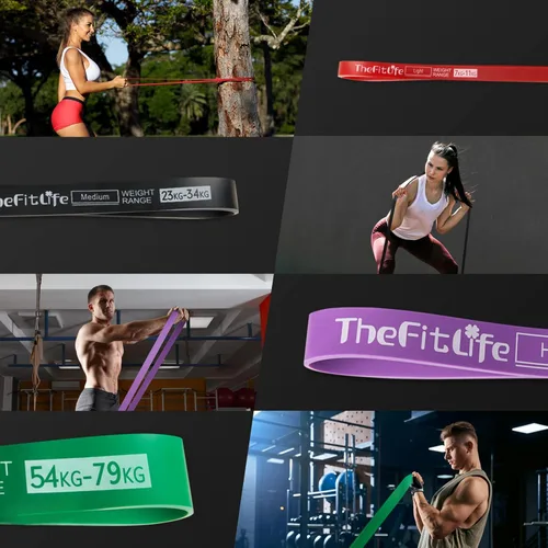 Miniatura 5 de TheFitLife - Bandas de asistencia para dominadas - Bandas de resistencia para entrenamiento, bandas largas de ejercicio para fitness, banda