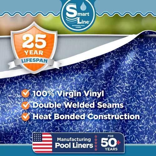 Miniatura 2 de SmartLine Revestimiento ovalado para piscina de 18 pies x 33 pies, luz solar, estilo expandible superpuesto, altura de pared de 60 pulgadas, vinilo