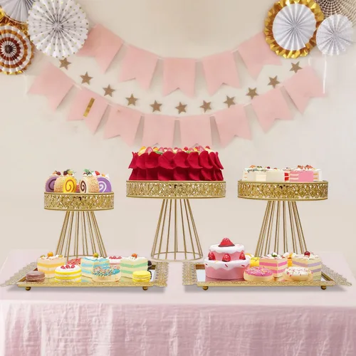 Miniatura 11 de YIYIBYUS Juego de 9 soportes de cristal para tartas, soporte para cupcakes, frutas, dulces, postres con cuentas de cristal para mesa de postre, 9