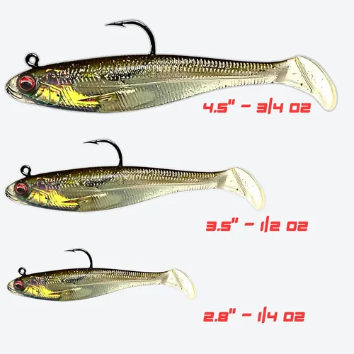 Miniatura 5 de USA Bass Tackle Patriot Shad - Swimbaits de Cola de Paleta con Aroma Infundido, Señuelos de Pesca Pre-Aparejados, Carnada Premium con Anzuelo Owner