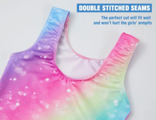 Miniatura 4 de TENVDA Gymnastics Leotards for Girls 2-12 Years Old Sparkly Multicolor Kids Tumbling Biketards Unitard