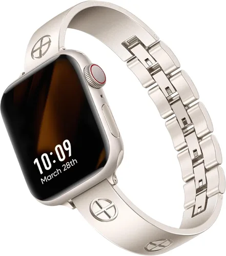 Miniatura 9 de Missair - Correa compatible con Apple Watch de 38, 40, 41, 42, 44, 45, 46, 49 mm, correa de metal de acero inoxidable para mujer, pulsera elegante