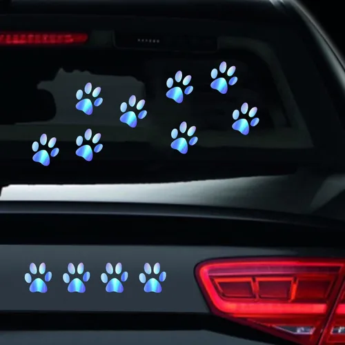 Miniatura 15 de Juego de 12 calcomanías de vinilo con estampado de patas de perro, calcomanías de vinilo para ventana de coche, laptop, motocicleta, camión, Plata