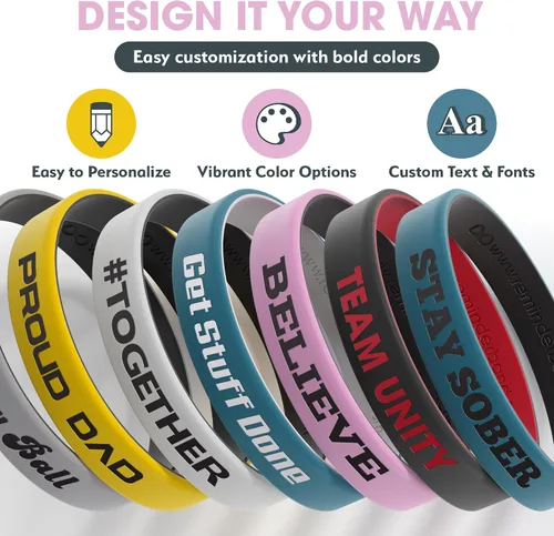 Miniatura 6 de Reminderband - Pulseras lujosas de silicona y goma para motivación, eventos, regalos, apoyo, recaudación de fondos y concientización, para hombres