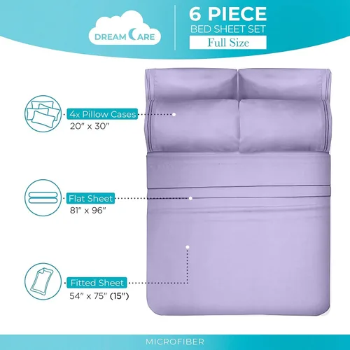 Miniatura 356 de DREAMCARE Juego de sábanas Queen – 6 piezas Sábanas de enfriamiento – hasta 15” Sábanas profundas tamaño Queen – Colección 2500 Supreme – Extra 03