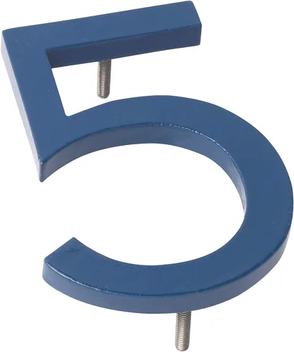Miniatura 4 de Montague Metal Products MHN-04-F-SB1-1 Números de casa de dirección flotantes modernos de aluminio cepillado sólido, 4 pulgadas, azul marino