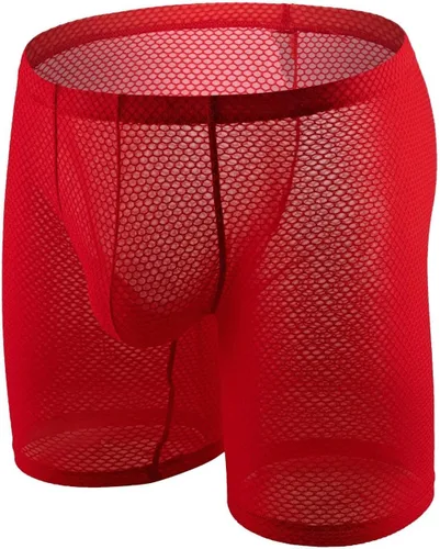 Ropa interior transpirable para hombre, calzoncillos tipo bóxer transparentes de malla transparente, ropa interior suave, ropa interior