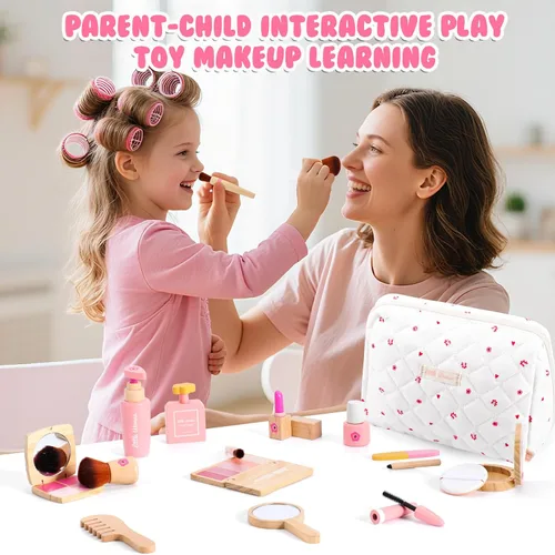 Miniatura 7 de Set de juguetes de maquillaje de madera para niñas: juego de maquillaje de simulación para niños pequeños de 3 a 5 años - Set de maquillaje