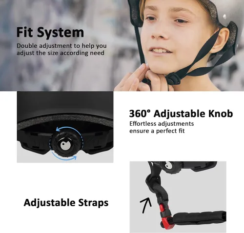 Miniatura 4 de Casco de patineta y bicicleta para adultos, mujeres, hombres, jóvenes y niños (2-3-5-8-14+ años, niños y niñas) - Casco ajustable multideporte