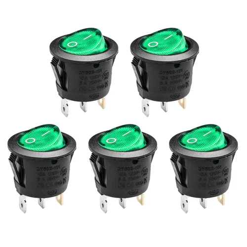 Miniatura 8 de KCD1 On/Off Pre-Wired 2-Pin 2-Position Snap 10A/125V, 6A/250V Round Boat Rocker Switch-5Pack