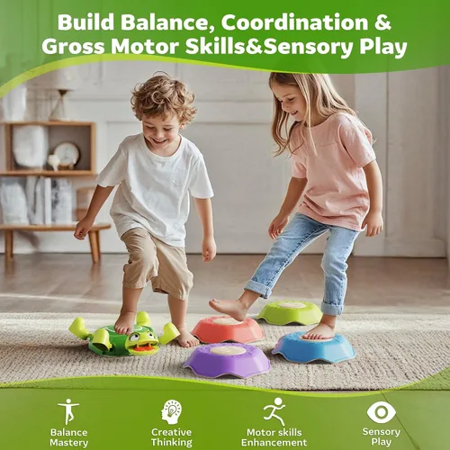 Miniatura 5 de Piedras Escalonadas para Niños y Pequeños de 3-5 años, 6 Piezas de Juguetes Sensoriales Antideslizantes y Curso de Obstáculos para Juego