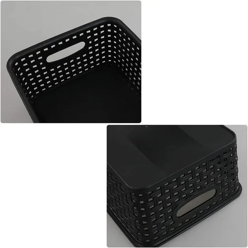 Miniatura 4 de Kiddream Juego de 6 cestas de almacenamiento de tejido de plástico para despensa (negro)