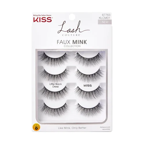 KISS Lash Couture - Pestañas postizas de visón sintético, paquete múltiple, "Little Black Dress", 0.472 pulgadas, múltiples longitudes,