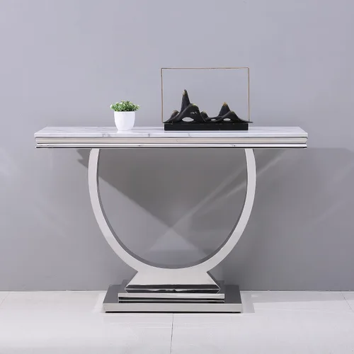 Miniatura 40 de SSLine Mesa de Centro Rectangular de Mármol Sintético para Sala de Estar, Mesa Central Moderna de Mármol Blanco de Lujo con Base Doble en Forma de U