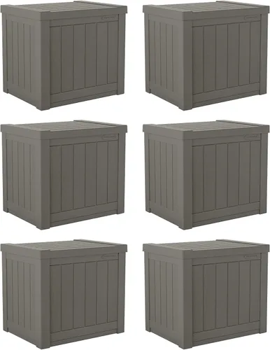 Miniatura 11 de Suncast - Caja pequeña de 22 galones y resina ligera para asiento y almacenamiento en terraza exterior de cojines de patio, herramientas de Marrón