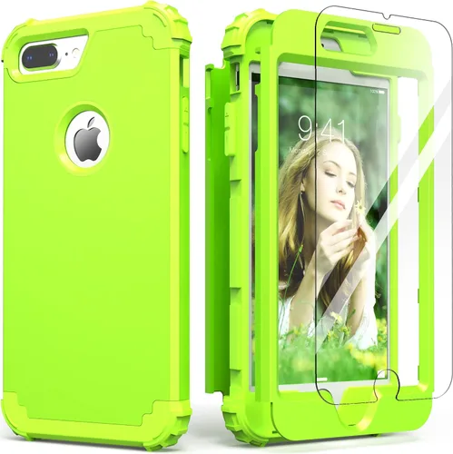 Miniatura 24 de IDweel Funda para iPhone 8 Plus, para iPhone 7 Plus con Protector de Pantalla, 3 en 1 Híbrida Resistente a Golpes de Servicio Pesado, Cubierta Dura
