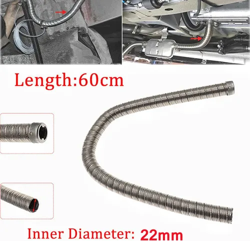 Miniatura 7 de 1 paquete de tubo de escape de 22 mm/24 mm de 60 cm/100/200 cm de doble capa para calefacción de aire y diésel con silenciador de escape y tapa