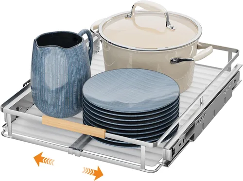 Paquete de 1 organizador de gabinete extraíble expandible, cajones deslizantes para armarios de cocina, guías de cajones resistentes para el hogar,