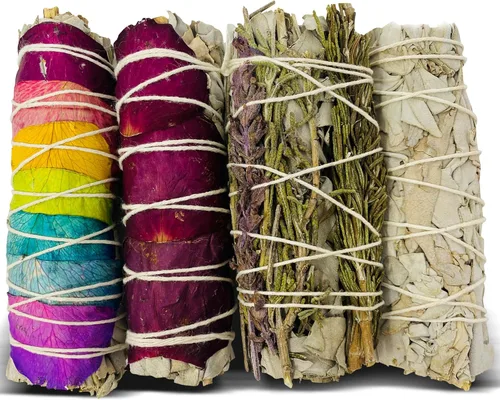 Bholi Sage Plus Kit de manchas de salvia, romero, lavanda, rosa salvia blanca con salvia blanca de origen sostenible de palos de salvia seca de